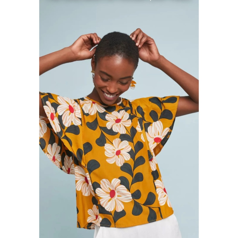 Anthropologie Eva Franco Ikebana Floral Blouse